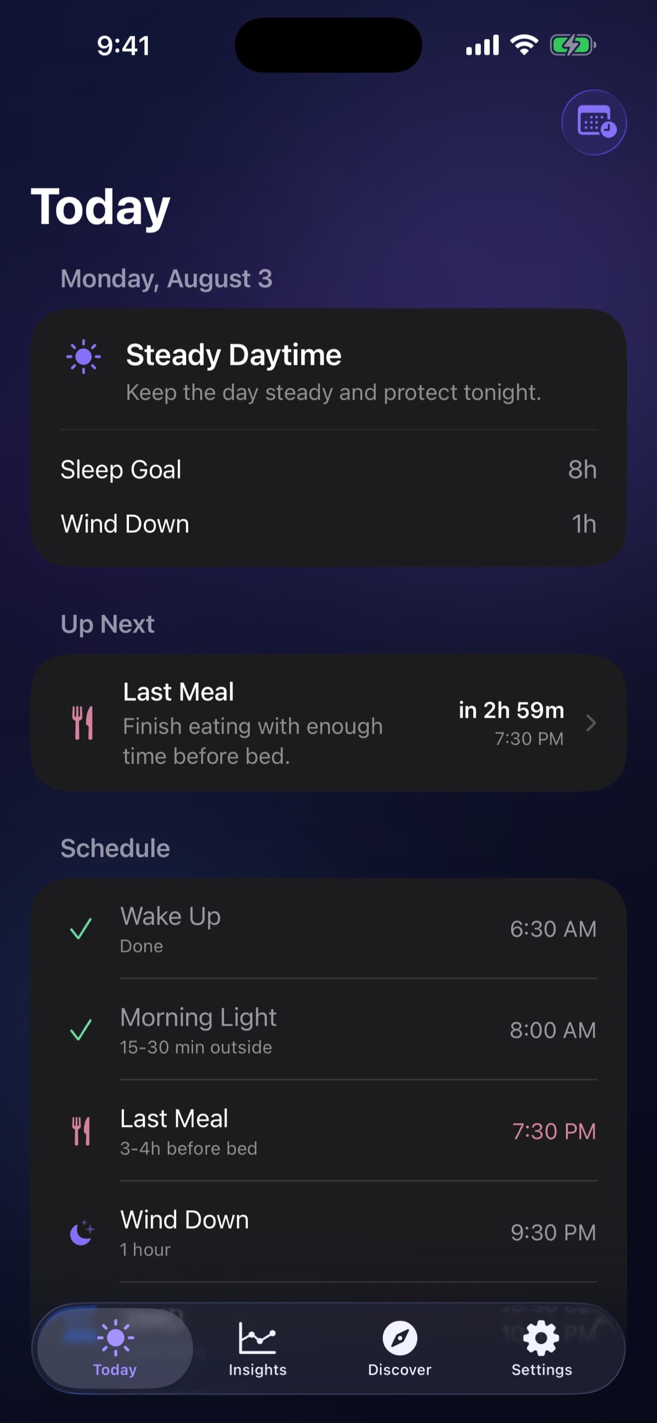 Circa sleep routine app screenshot