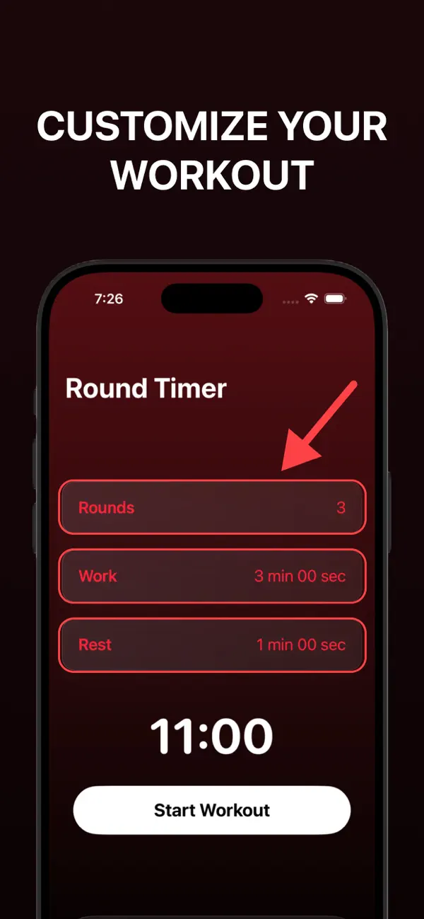 Round Timer setup screen